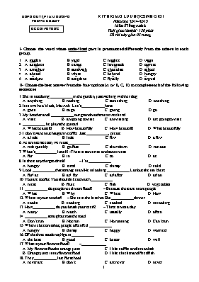 Đề thi giao lưu học sinh giỏi môn Tiếng Anh Lớp 6 - Năm học 2014-2015 - Phòng GD & ĐT Tam Dương (Có đáp án)